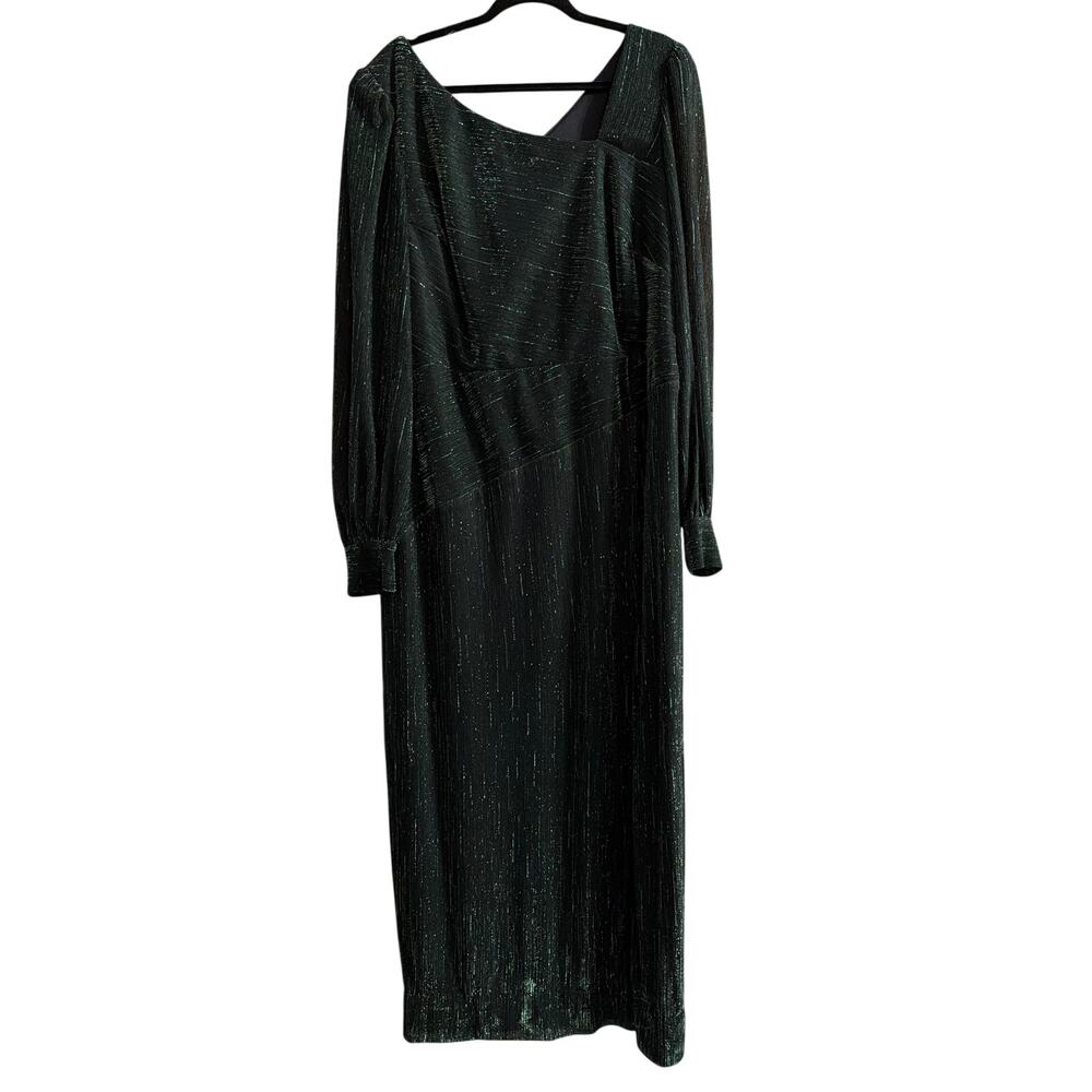 Betsy & Adam Women's Plus Size Black & Metallic Green Evening Gown Size 18W